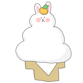 うさぎのお餅♪ うさぎ,かわいい,鏡餅,動物,いきもの,ペット,お餅,もち,お正月,正月のイラスト素材