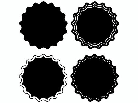 ギザギザフチの円形ラベル・バッジセット フレーム,ラベル,バッジ,爆発,飾り枠,ステッカー,背景,あしらい,コピースペース,見出しのイラスト素材