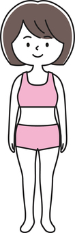 下着姿 全身 女性_顔白-影 OKW 女性,レディ,人体,立つ,下着,水着,ブラトップ,スポーツブラ,スポブラ,パンツのイラスト素材