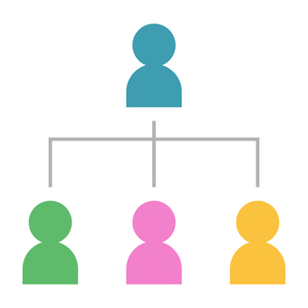 人物の分岐図 人物,組織,フロー,チャート,アイコン,構成,チーム,グループのイラスト素材