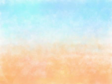 水彩風夕焼け・朝焼け空の背景 背景,グラデーション,水彩,空,青,オレンジ,夕焼け,朝焼け,やわらかい,優しいのイラスト素材