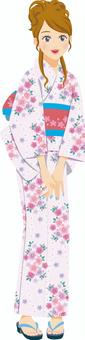 浴衣女性 浴衣,夏,祭り,盆踊り,女性,着物,和装,お出掛け,花火大会,デートのイラスト素材