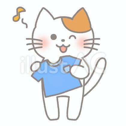 Tシャツを選ぶ猫