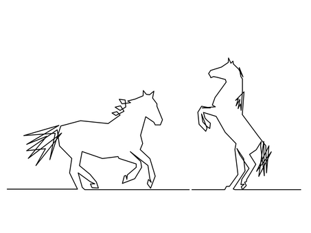 うま 一筆書き 馬,うま,一筆書き,シンプル,白黒,動物のイラスト素材