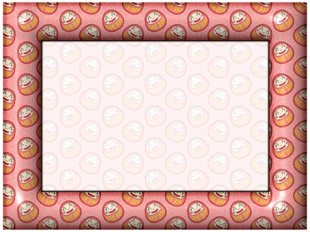 ダルマのフレ−ム だるま,ダルマ,柄,パターン,フレ−ム,ポストカード,メッセージカード,かわいい,笑顔,ピンクのイラスト素材
