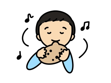 オカリナを吹く男性 オカリナ,演奏,男性,音楽,楽器,音符,人物,シンプル,手描き,かわいいのイラスト素材