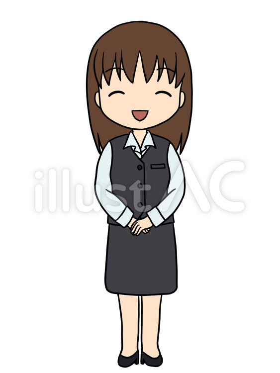 手を前に組む女性（笑顔1） 女性,ビジネス,事務員のイラスト素材