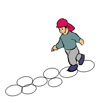 保育園のあそび 保育園,園児,子供,遊び,けんけんぱー,輪,ステップ,跳ぶのイラスト素材