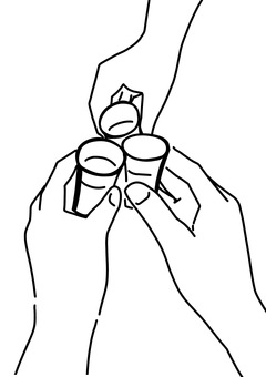 Illustration, 3 pessoas, copo, saúde, 