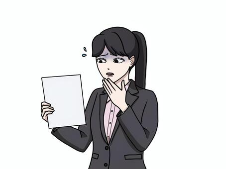 資料を見てショックを受けるスーツ姿の女性 資料,ショック,想定外,焦る,スーツ,女性,ビジネス,ストレス,エラー,困惑のイラスト素材