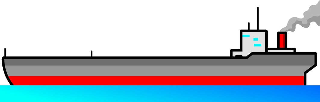 タンカー 船,船舶,タンカー,大型船,煙突,煙,海,蛍光色,デフォルメ,背景透過のイラスト素材