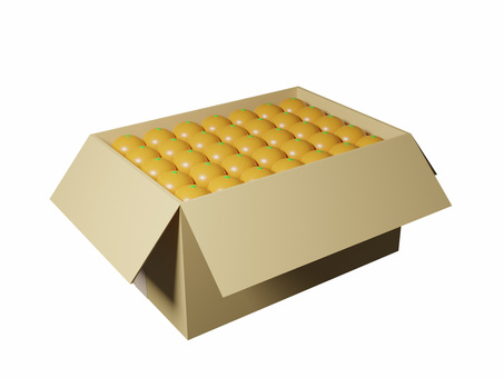 みかんの段ボール箱・背景透過 みかん,段ボール,段ボール箱,正月,和,お正月,素材,パーツ,アイコン,イラストのイラスト素材