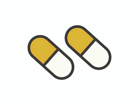 シンプルな薬（カプセル２錠）02 薬,錠剤,カプセル,アイコン,マーク,シンプルのイラスト素材