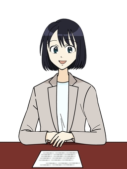 笑顔のアナウンサー 人物,アナウンサー,報道,ニュース,原稿,机,笑顔,伝える,番組,仕事のイラスト素材