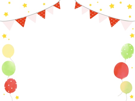 クリスマスカラーのガーランドと風船1 フレーム,枠,クリスマス,ガーランド,風船,バルーン,星,囲み枠,飾り枠,見出しのイラスト素材