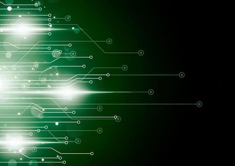 電子回路のデジタル背景素材 デジタル,電子回路,テクノロジー,基盤,光,パーティクル,フレア,ライン,スタイリッシュ,緑色のイラスト素材