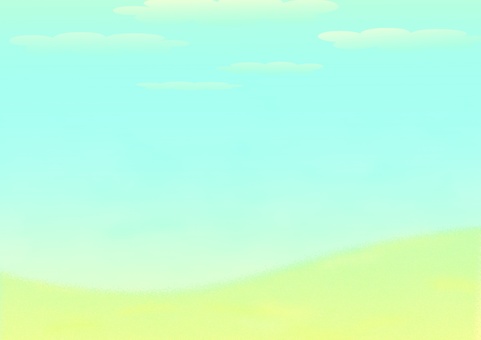 原っぱの背景３ 背景,壁紙,原っぱ,空,風景,手描き,水彩,素朴,a4サイズ,緑のイラスト素材