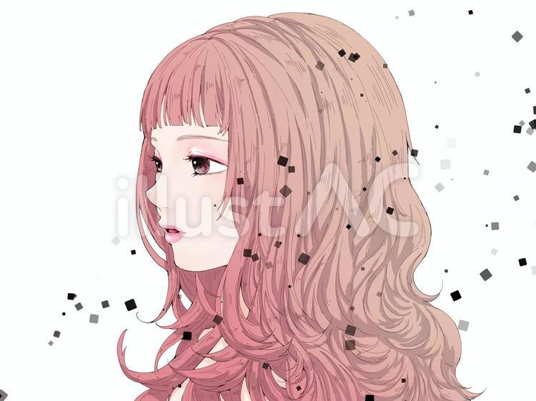 ピンク髪の女性（◇◆◇） 女性,プロフィール画像,ピンクのイラスト素材