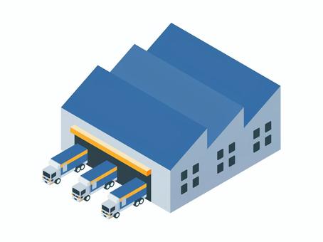アイソメトリック_運送業 アイソメトリック_運送業 アイソメトリック,立体,アイソメ,斜め上,物流,トラック,運送,配送車,車両,荷物のイラスト素材