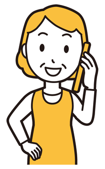  エプロンおばちゃん(黄)-098-バスト