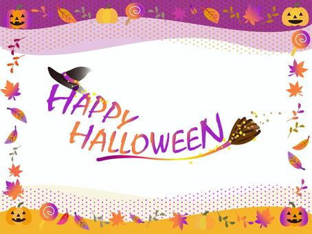 ハロウィンあしらいフレーム（Mix） バナー,ポストカード,秋,ハロウィン,イベント,風物詩,タイトル,枠,手描き,おしゃれのイラスト素材