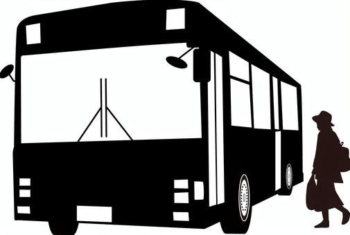 路線バス 路線バス,公共交通,ローカル,女性,荷物,移動,シルエットのイラスト素材