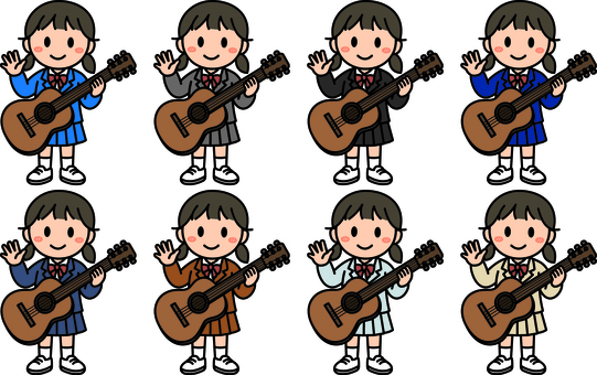 ギターの女の子です。 ギター,女の子,音楽,シンプル,クラシック,楽器,演奏,ミュージシャン,ライブ,コンサートのイラスト素材