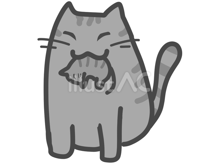子猫をくわえる猫　サバトラ 猫,子猫,母猫のイラスト素材