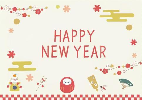 お正月ポップフレーム５ お正月,年賀状,冬,１月,１２月,装飾,素材,和,和風,鶴のイラスト素材