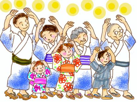 家族で盆踊り, JPG 家族で盆踊り, bon o dori, une famille, yukata, JPG