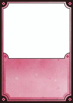 トレーディングカード　和風02(桃) トレカ,フレーム,テンプレート,トレカ枠,カードゲーム枠,トレーディングカード,枠,和風,青海波,カードのイラスト素材