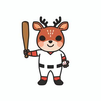 野球のユニフォームを着た動物　シカ 野球,バット,ボール,ユニフォーム,試合,練習,スポーツ,チーム,打者,バッティングのイラスト素材