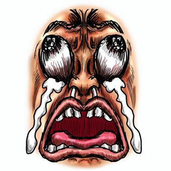 見苦しい泣き顔の表情パーツ 泣く,号泣,泣き顔,絶叫,顔,えーん,悲しい,絶望,残念,嘆くのイラスト素材