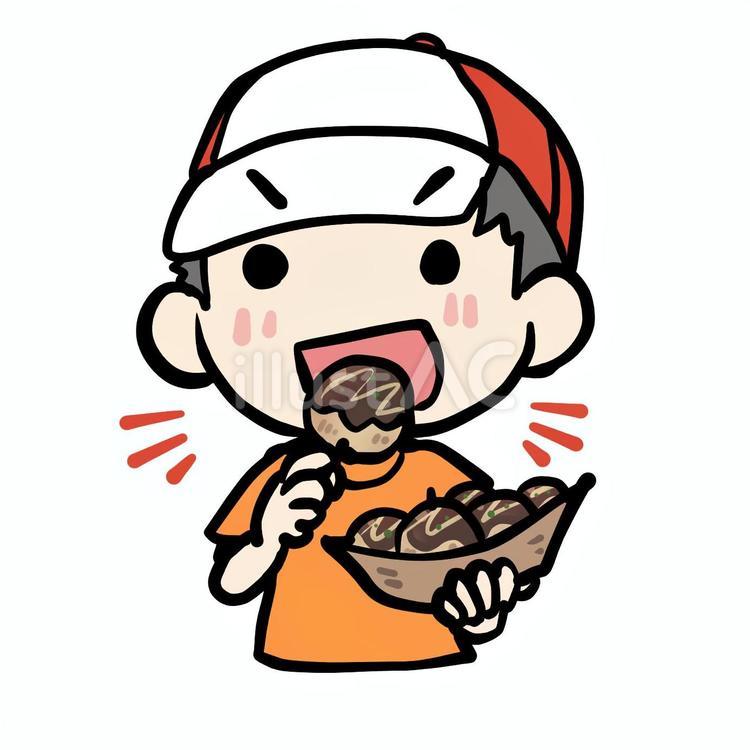 たこ焼きを食べる少年 少年,たこやき,食べるのイラスト素材