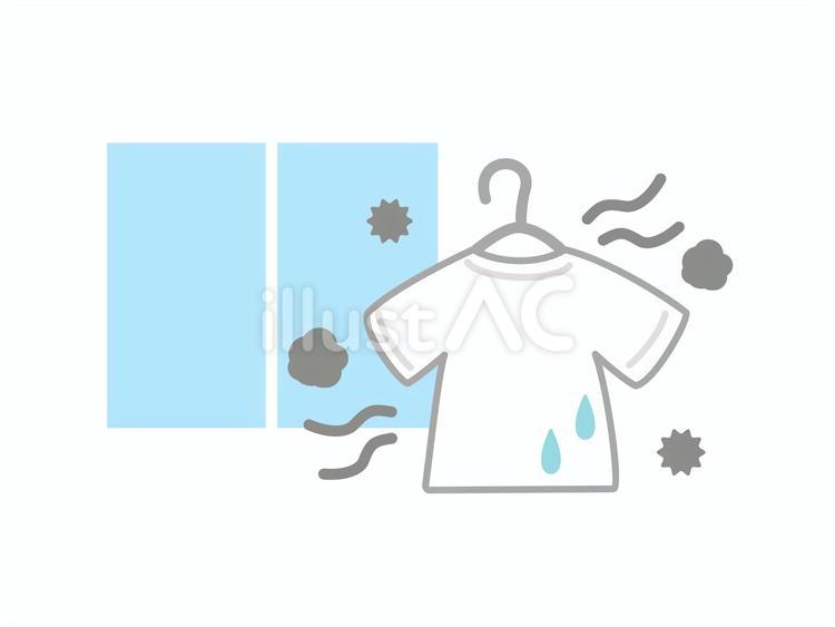 部屋干しの生乾きの洗濯物 洗濯物,生乾き,洋服のイラスト素材
