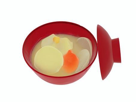 冬正月年始お祝い年賀白味噌の関西風お雑煮 冬正月年始お祝い年賀白味噌の関西風お雑煮 雑煮,お雑煮,ぞうに,餅,もち,モチ,年始,お祝い,おぞうに,年賀状のイラスト素材