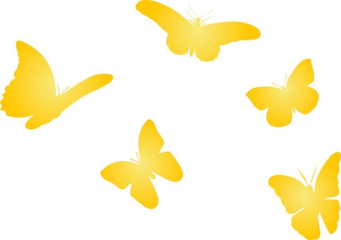 蝶 チョウチョ,ちょうちょう,蝶,シルエット,ちょうちょ,虫,昆虫,春,黄色,自然のイラスト素材