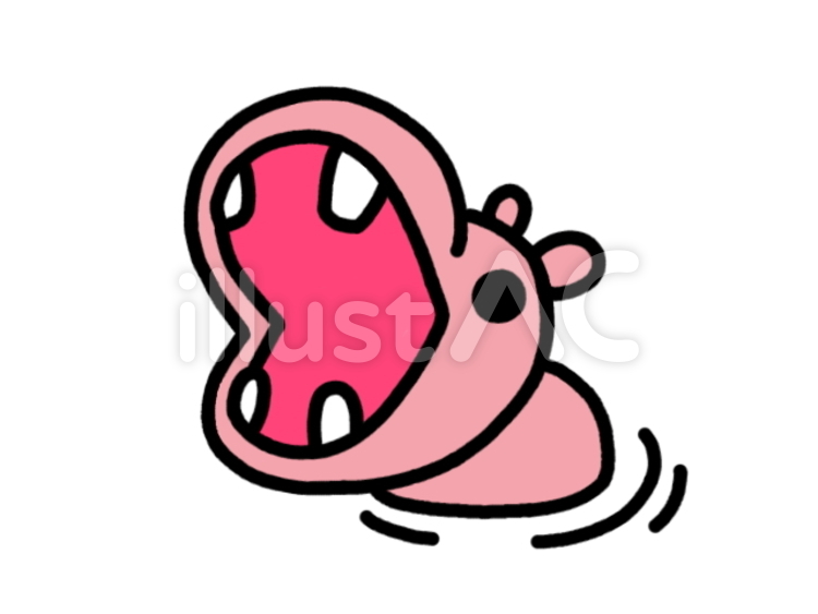 口を開けるカバ　桃 カバ,口,開口のイラスト素材