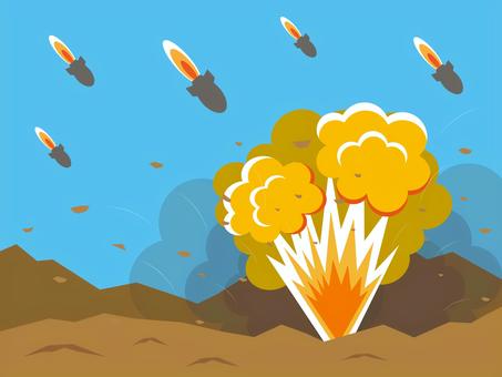 ミサイルと爆発、戦争・紛争・戦闘の背景5 爆弾,ミサイル,背景,戦争,兵器,武器,発射,戦闘,戦う,闘うのイラスト素材