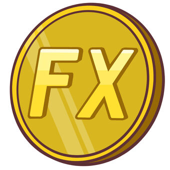FX　投資　デフォルメイラスト fx,レバレッジ,投資,取引,株式投資,破産,外国為替,資産,コイン,売買のイラスト素材