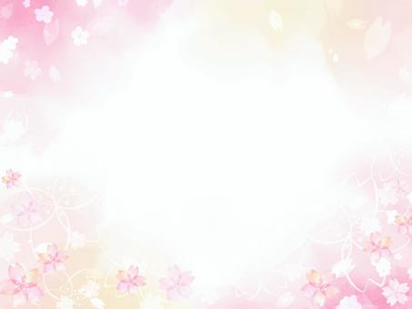 水彩手描きの桜の背景フレーム 桜,和風,手描き,キラキラ,光彩,和柄,和紙,水彩,フレーム,ソメイヨシノのイラスト素材