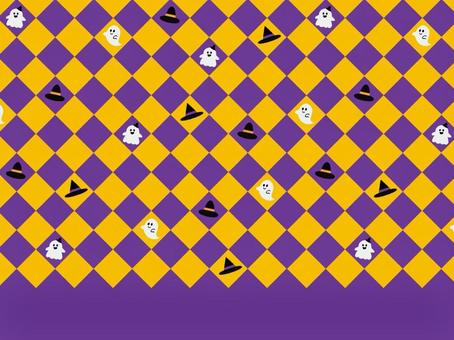 お化けと帽子のハロウィン壁紙1_ダイヤ柄 お化けと帽子のハロウィン壁紙1_ダイヤ柄 ダイヤ柄,市松模様,菱形,ハロウィン,お化け,ひし形,和柄,壁紙,チェック,模様のイラスト素材