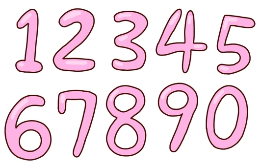 ピンクの数字セット 数字,ナンバー,番号,文字,かわいい,手書きのイラスト素材