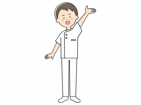 案内する男性看護師 案内する男性看護師 紹介,案内,説明,教える,解説,アドバイス,重要,お知らせ,注目,誘導のイラスト素材