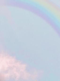 彩虹和粉紅色的雲彩 淺藍色的天空, JPG 彩虹和粉紅色的雲彩 淺藍色的天空, , JPG
