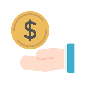 手のひらにドルを乗せているイラスト ドル,お金,硬貨,金貨,外貨,手のひら,手,横,シンプル,投資のイラスト素材