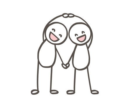 棒人間　輪を作る2人 棒人間,人,2人,友達,カップル,夫婦,兄弟,姉妹,家族,仲良しのイラスト素材