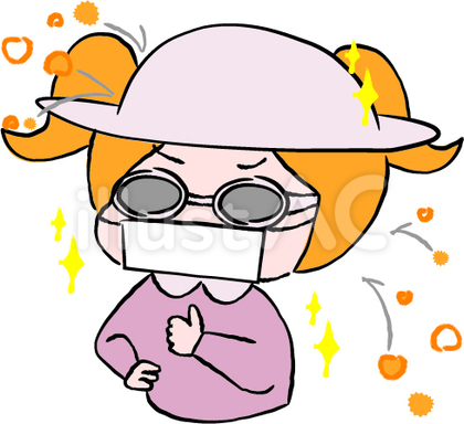 花粉症対策バッチリな金髪の女の子