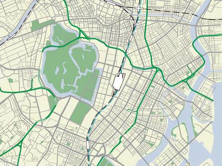 皇居、東京駅周辺地図 地図,東京,皇居,東京駅,千代田区のイラスト素材