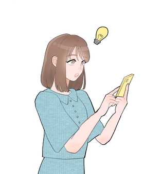 スマホチェック女 女,人,スマホ,携帯,発見,ボブヘア,調べもの,チェック,納得,見つけるのイラスト素材